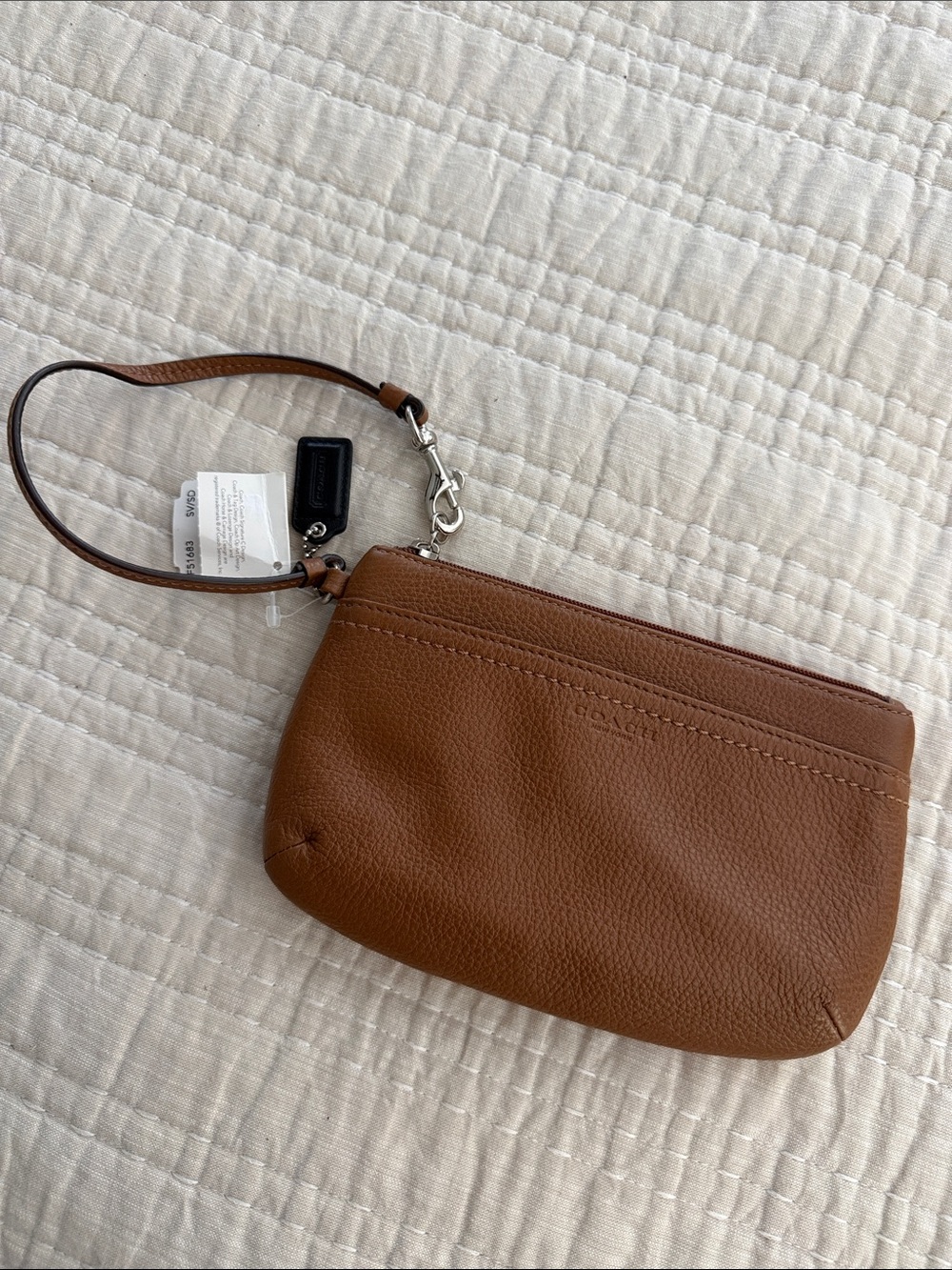 Coach Brown saddle Leather Wristlet Clutch